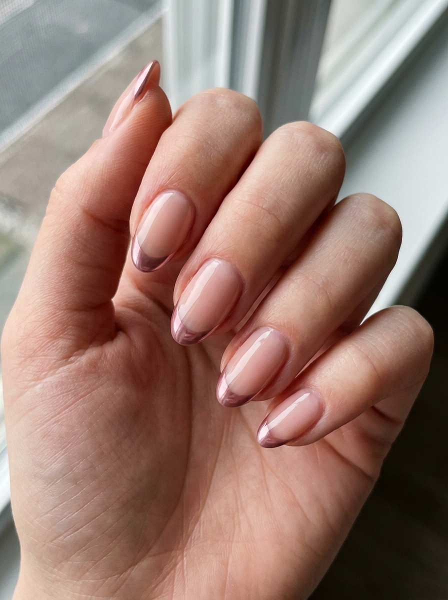 Pink Chrome French Nails als French Chrome Nägel Inspiration 2026